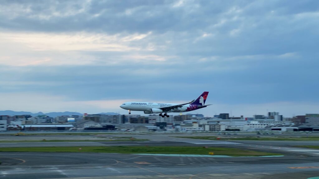 展望デッキで飛行機をみよう