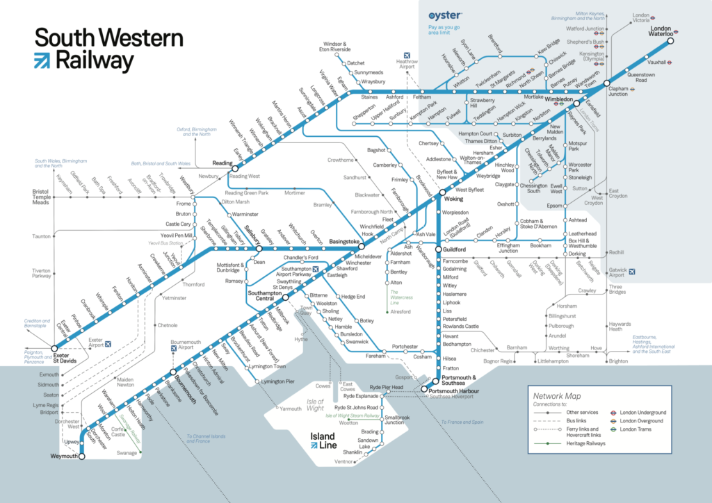 South Western Railwayの路線図