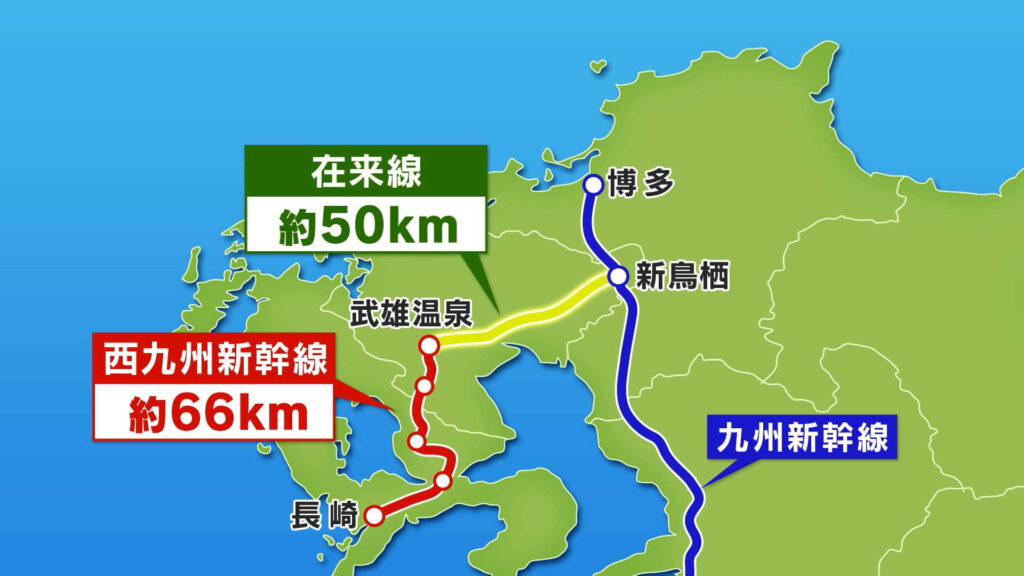 西九州新幹線のルートは佐賀県の武雄温泉から長崎まで