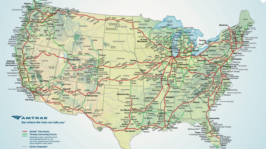 アムトラックの路線図-全米で列車を走らせる