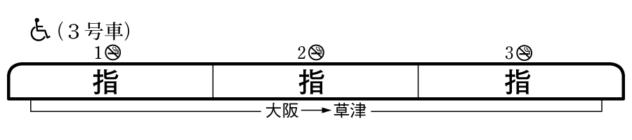 1・2号は6両「しらさぎ」編成で運転、4号は3両「はまかぜ」編成